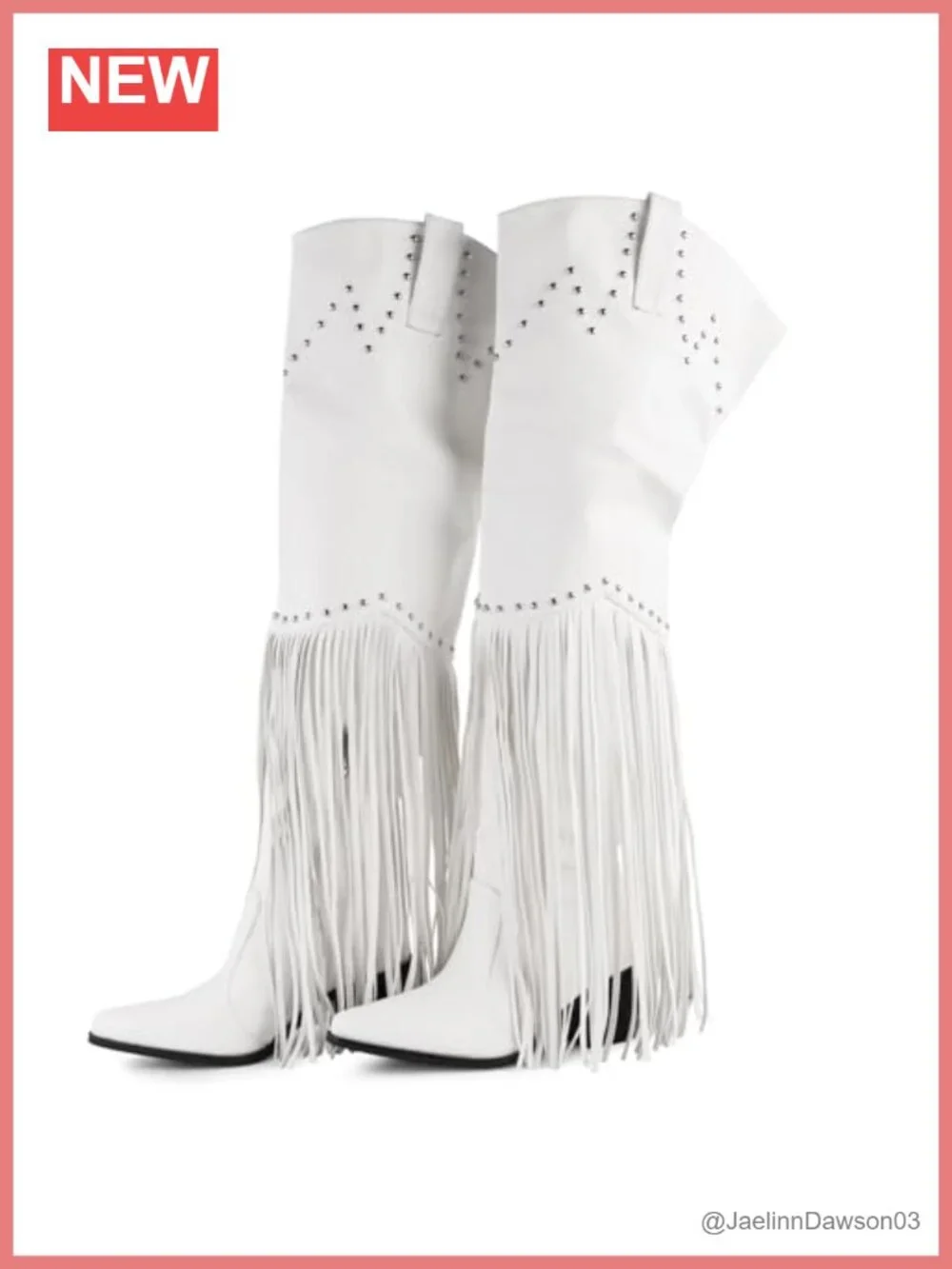 Faux Leather Cowboy Boots Wide Calf Thigh High Chunky Heel